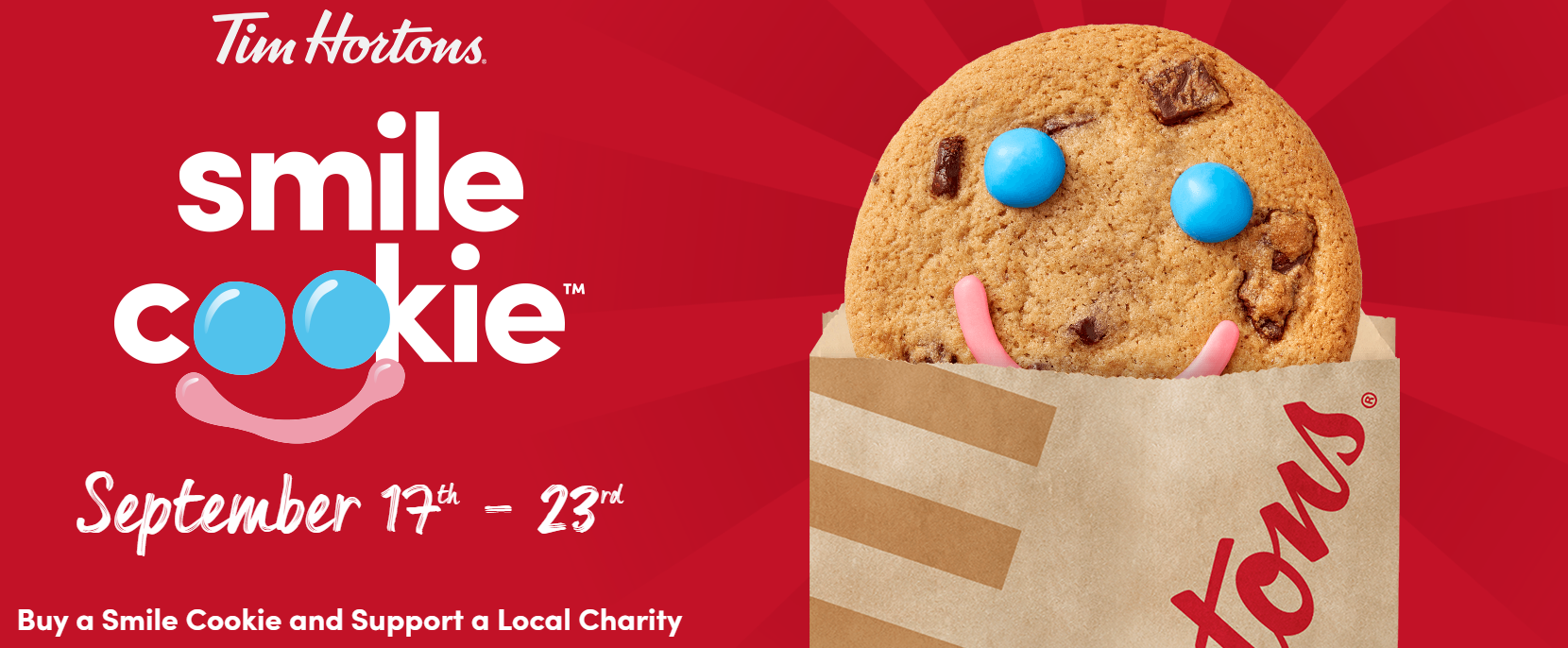 Tim Hortons Smile Cookie campaign back from Sept 17-23! Get a Smile ...